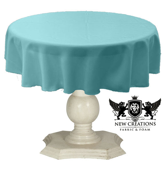 Tablecloth Solid Dull Bridal Satin Overlay for Small Coffee Table Seamless. Tiff Blue