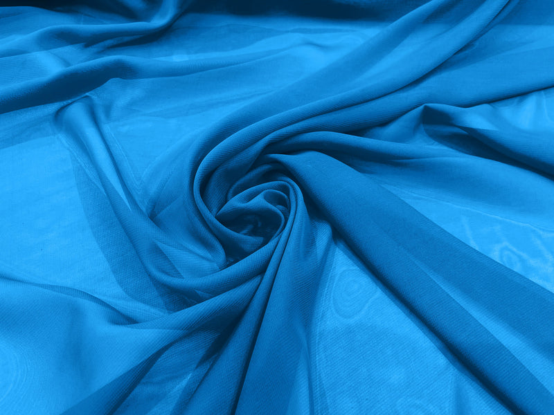 Turquoise 58" Wide 100% Polyester Soft Light Weight, See Through Chiffon Fabric ByTheYard.