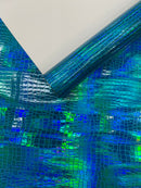 Crocodile Embossed PVC Holographic Vinyl Fabric / .Upholstery Crafting Accessories Applications Glossy Iridescent