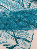 Palm Beaded Damask Design Fabric, by The Yard. (Copy)