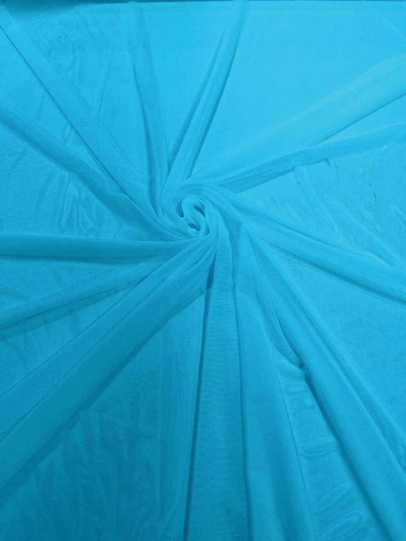 Turquoise 60" Wide Solid Stretch Power Mesh Fabric Spandex/ Sheer See-Though/Sold By The Yard.