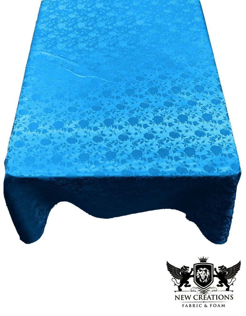 Rectangular Tablecloth Roses Jacquard Satin Overlay for Small Coffee Table Seamless. (60 Inches x 120 Inches)