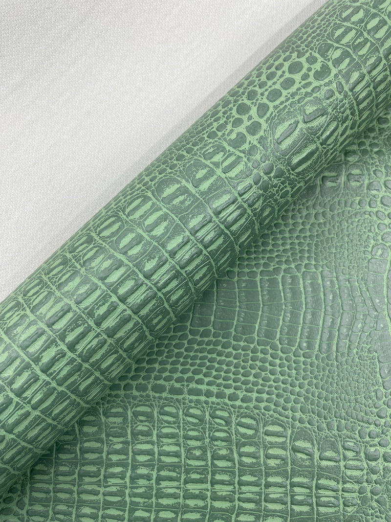 Crocodile Marine Vinyl 2 tone Upholstery, Crocodile Skin Texture Faux Leather PVC Vinyl, 54" Wide.
