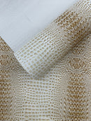 Glossy Two Tone Gator Fake Leather Upholstery, 3D Crocodile Skin Texture Faux Leather PVC Vinyl, 54" Wide