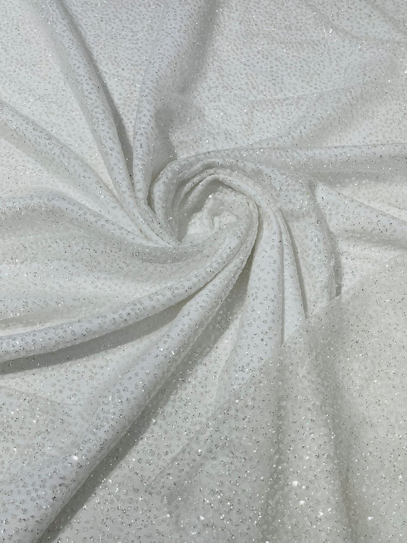 Sparkle Tulle Glitter Fabric - Off-White - Tulle Fabric with Sparkle G