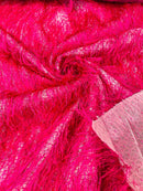 Shaggy Jacquard Faux Ostrich/Eye Lash Feathers Fringe With Metallic Thread (By The Yard)