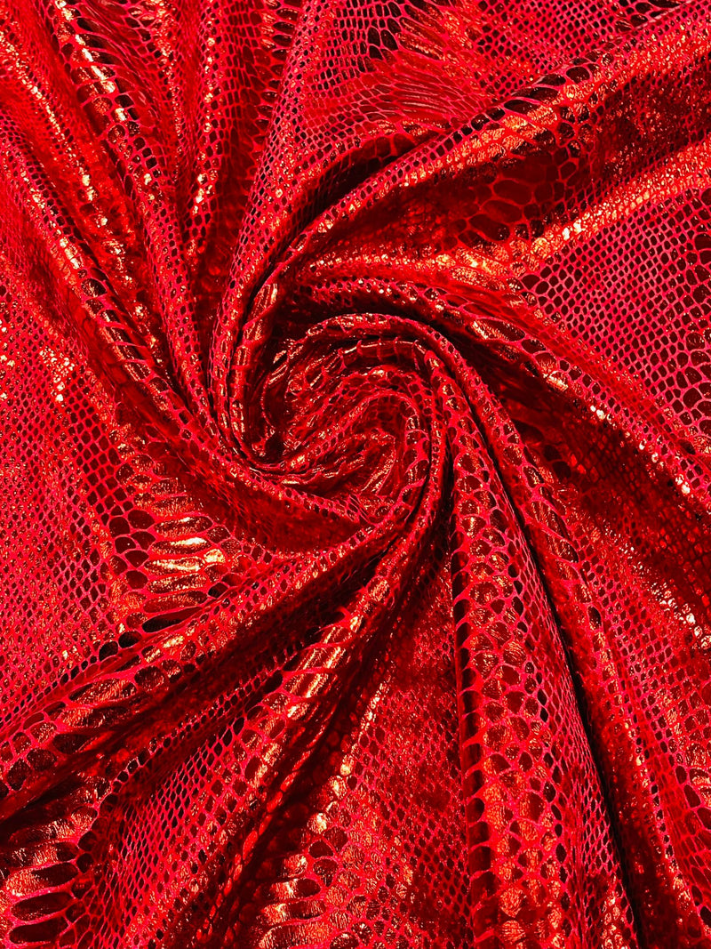 Zebra/Tiger Candy Red Metallic Foil on Crimson Red Crushed Velvet Fabric
