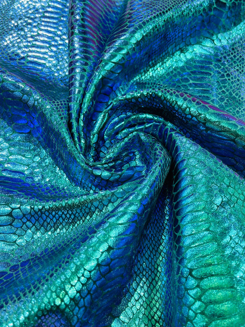 Illusion foil Snake design on a stretch velvet fabric-Sold by the yard.