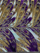 FEATHER WING SEQUIN STRETCH MESH FABRIC (by the yard)
