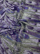 FEATHER WING SEQUIN STRETCH MESH FABRIC (by the yard)