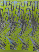 FEATHER WING SEQUIN STRETCH MESH FABRIC (by the yard)