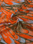 FEATHER WING SEQUIN STRETCH MESH FABRIC (by the yard)