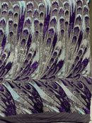 FEATHER WING SEQUIN STRETCH MESH FABRIC (by the yard)