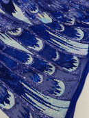 FEATHER WING SEQUIN STRETCH MESH FABRIC (by the yard)