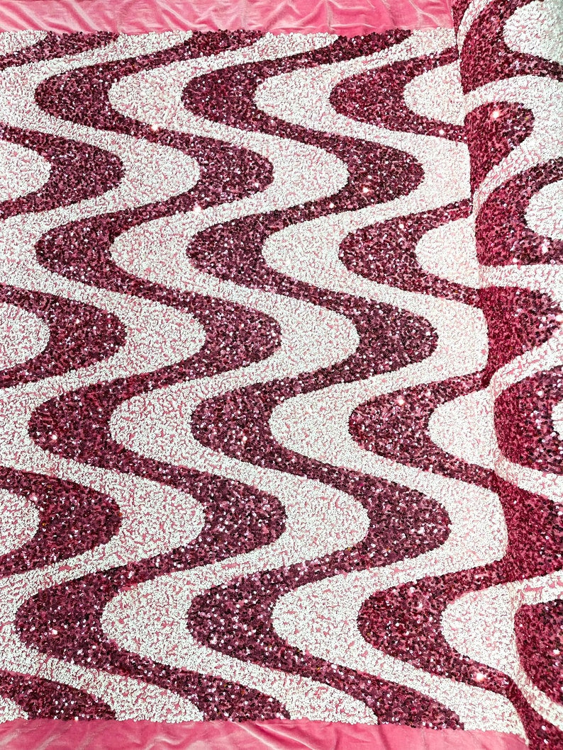 Wave Sequin Design On A Stretch Velvet Fabric/Costumes/Cosplays/Prom.