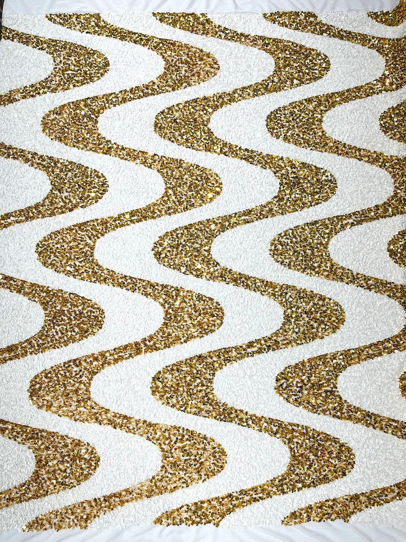 Wave Sequin Design On A Stretch Velvet Fabric/Costumes/Cosplays/Prom.