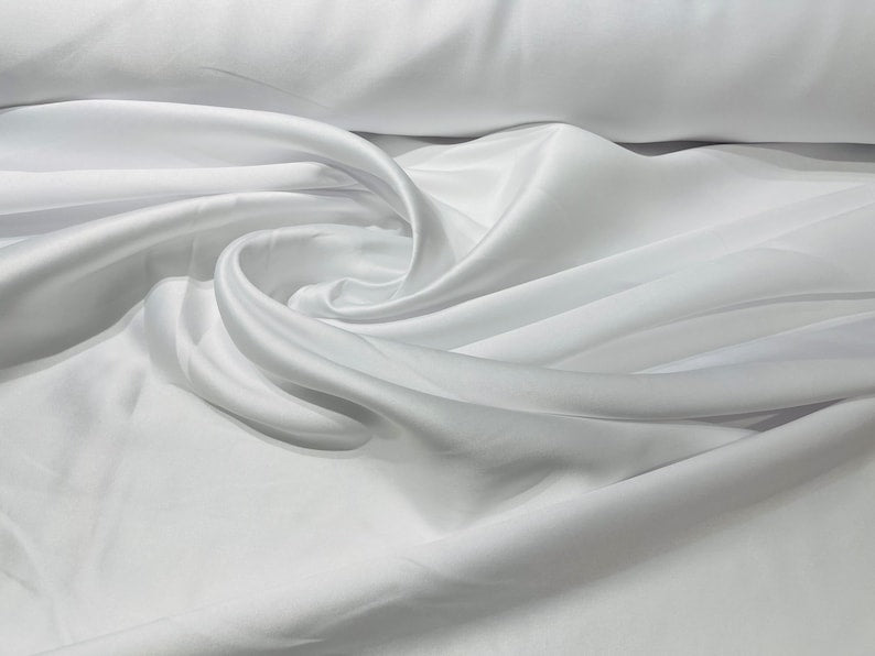 White 58" Poly Mikado Taffeta Fabric, Classic, Sold By The Yard.