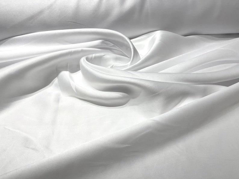 White 58" Poly Mikado Taffeta Fabric, Classic, Sold By The Yard.