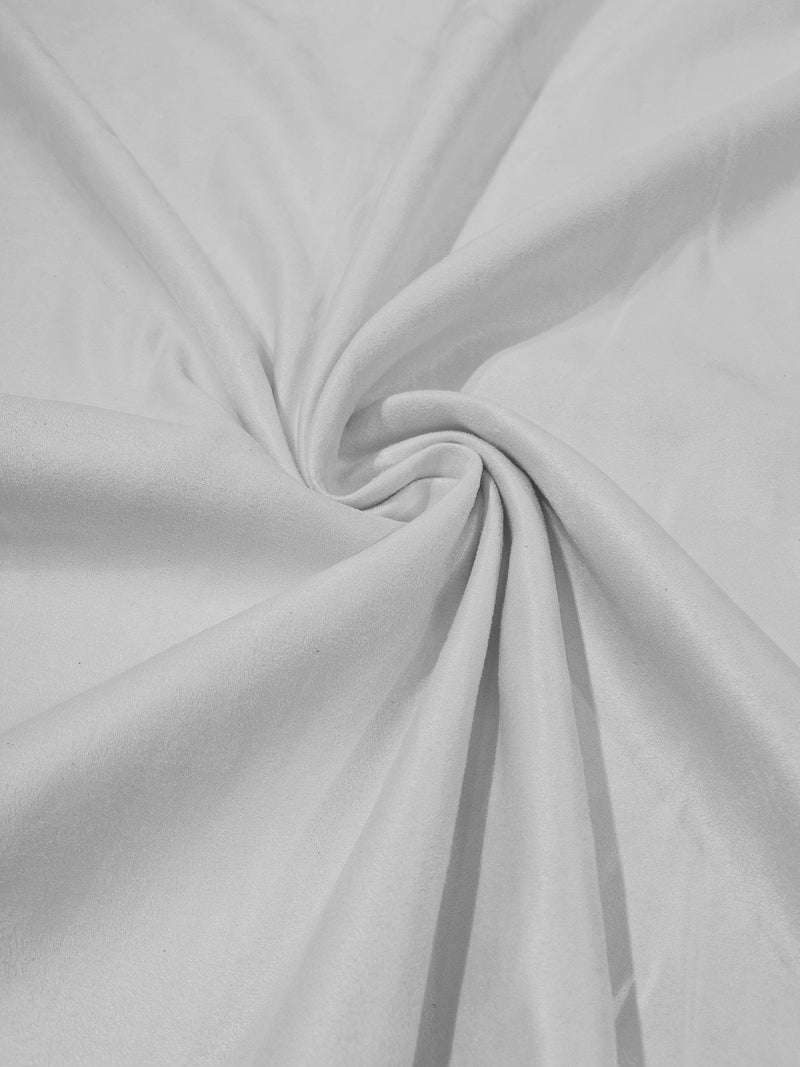 White Faux Suede Polyester Fabric | Microsuede | 58" Wide.