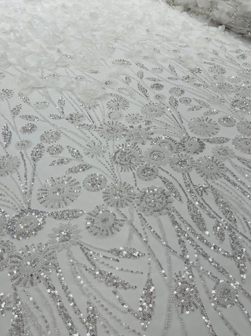 Luxury 3D Floral/Butterfly Beaded lace, by The Yard.