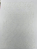 Multi Color 3D Floral Design Embroider with Pearls in a Mesh Lace Fabric -Sold by the yard.