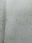 Vine Design Embroider And Heavy Beading/Sequins On A Mesh Lace Fabric/Wedding Lace/Costplay.