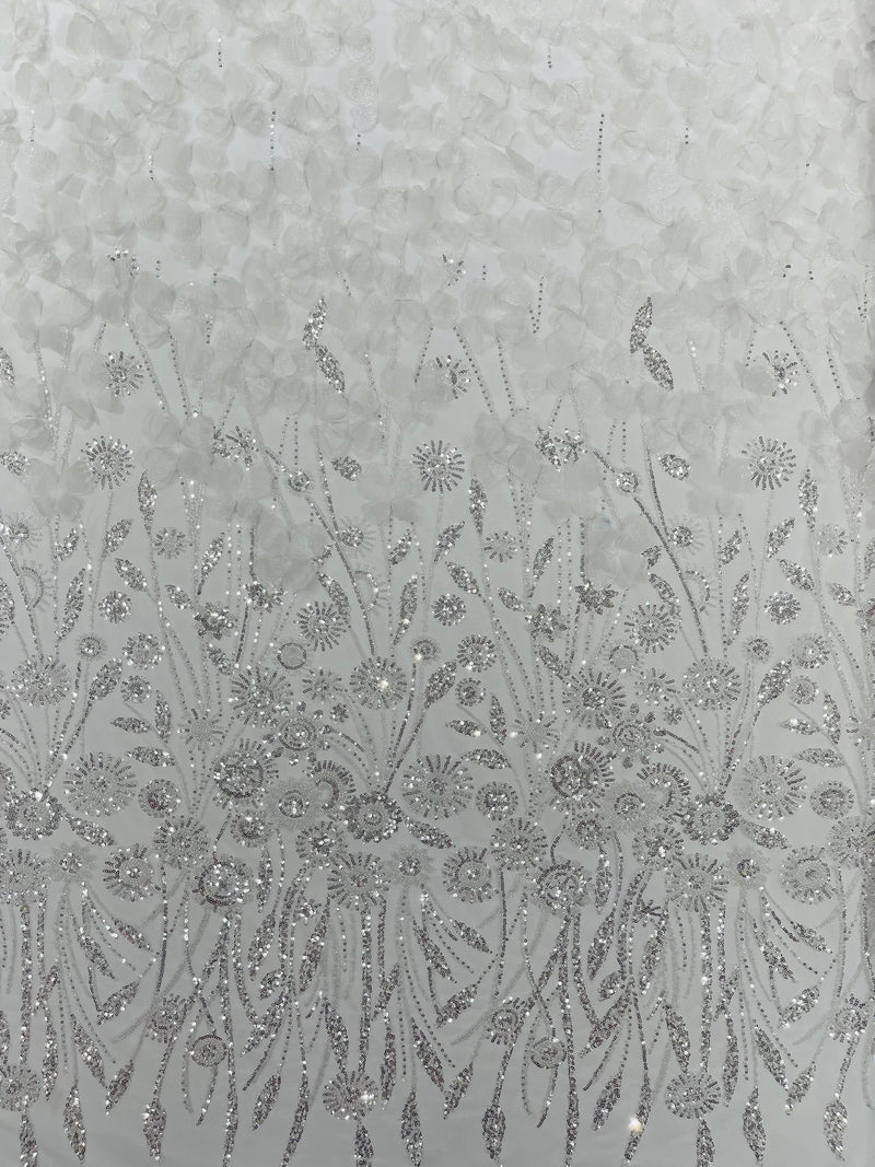 Luxury 3D Floral/Butterfly Beaded lace, by The Yard.