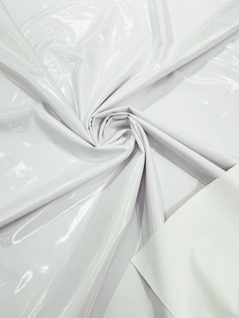White - Spandex Shiny Vinyl Fabric (Latex Stretch) - Sold By The Yard