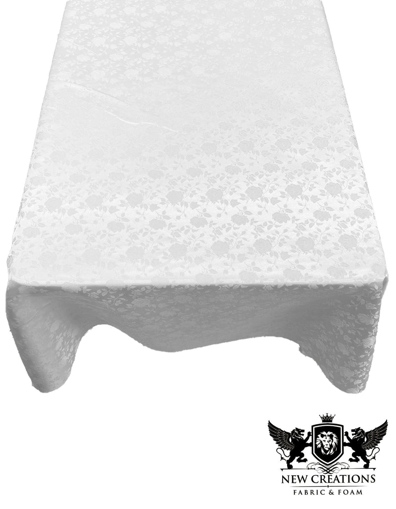 Rectangular Tablecloth Roses Jacquard Satin Overlay for Small Coffee Table Seamless. (60 Inches x 90 Inches)