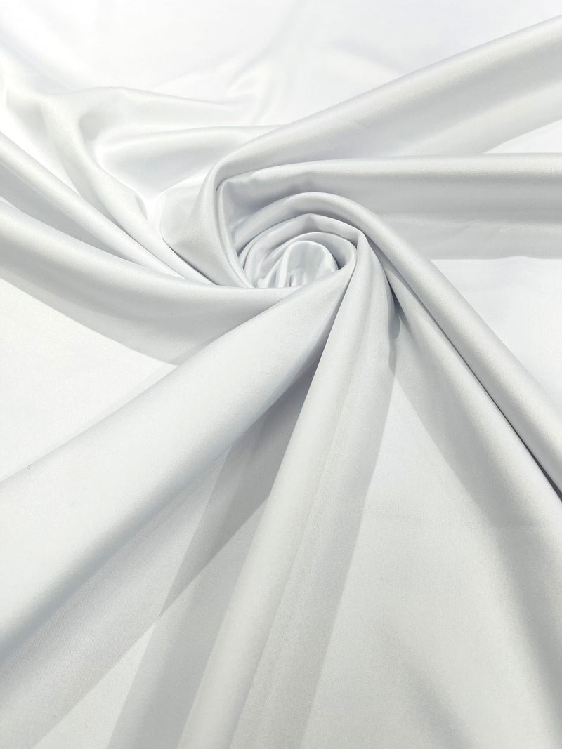 White Solid Matte Stretch L'Amour Satin Fabric 95% Polyester 5% Spandex/58" Wide/ By The Yard
