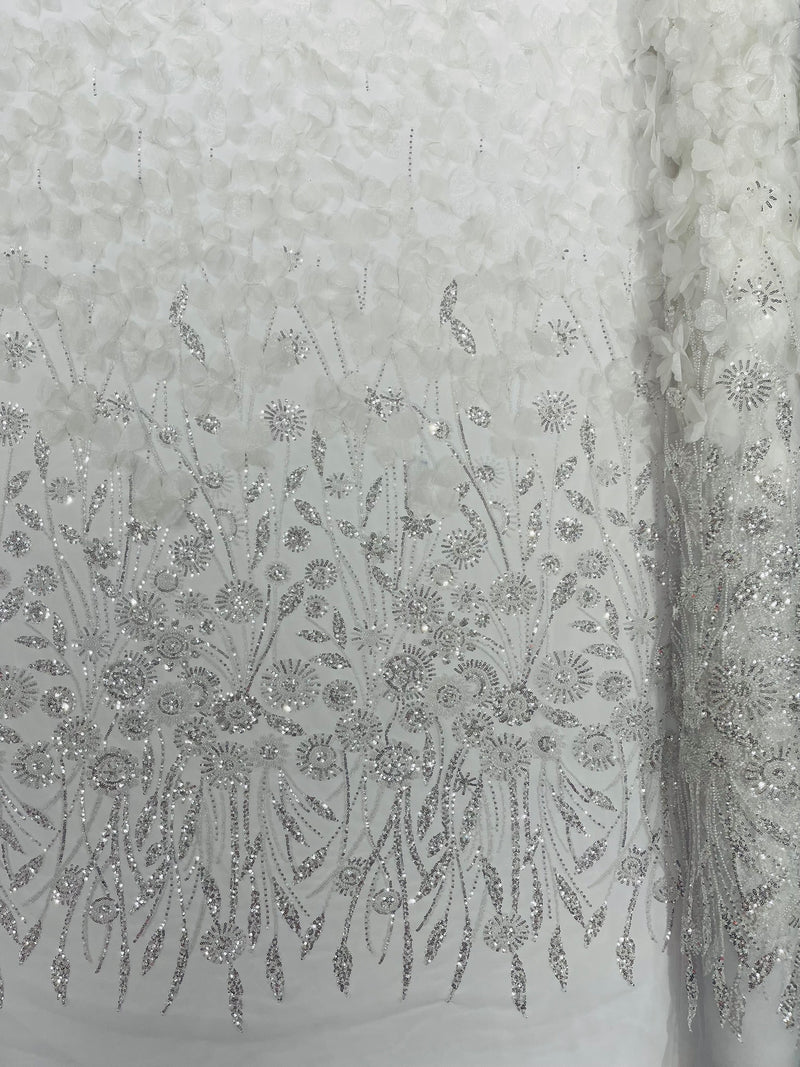 Luxury 3D Floral/Butterfly Beaded lace, by The Yard.