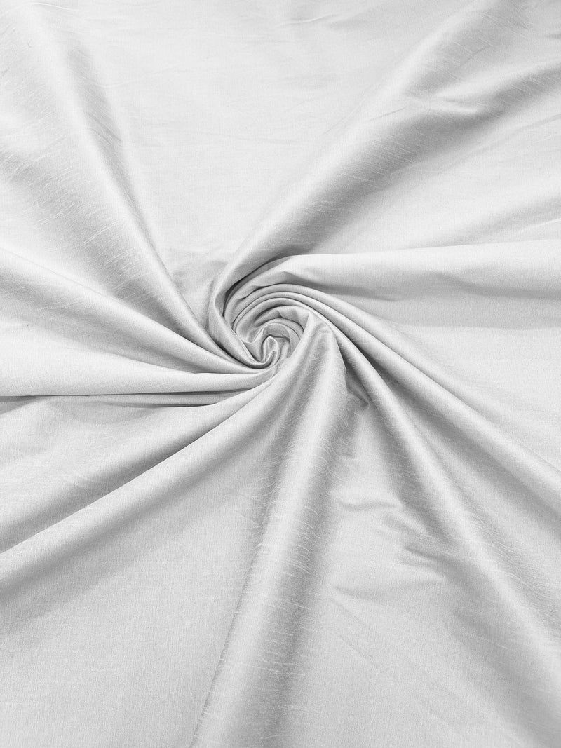 White - Polyester Dupioni Faux Silk Fabric/ 55” Wide/Wedding Fabric/Home Decor.