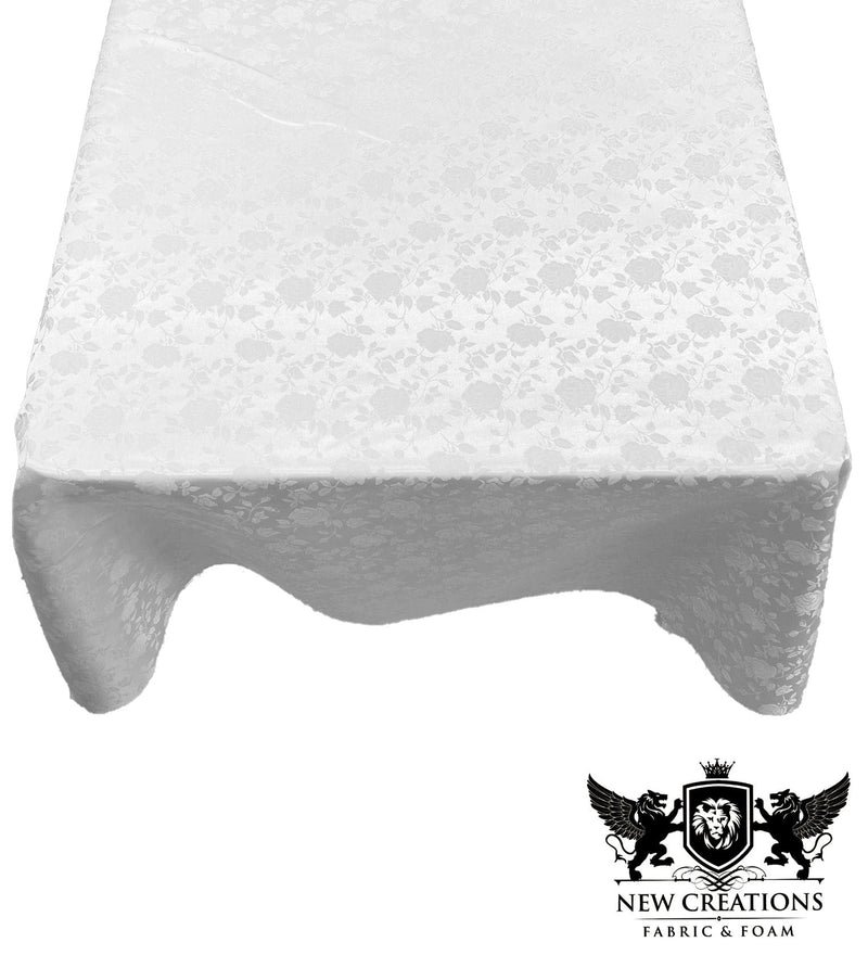 Square Tablecloth Roses Jacquard Satin Overlay for Small Coffee Table Seamless. (51" Inches x 51" Inches)