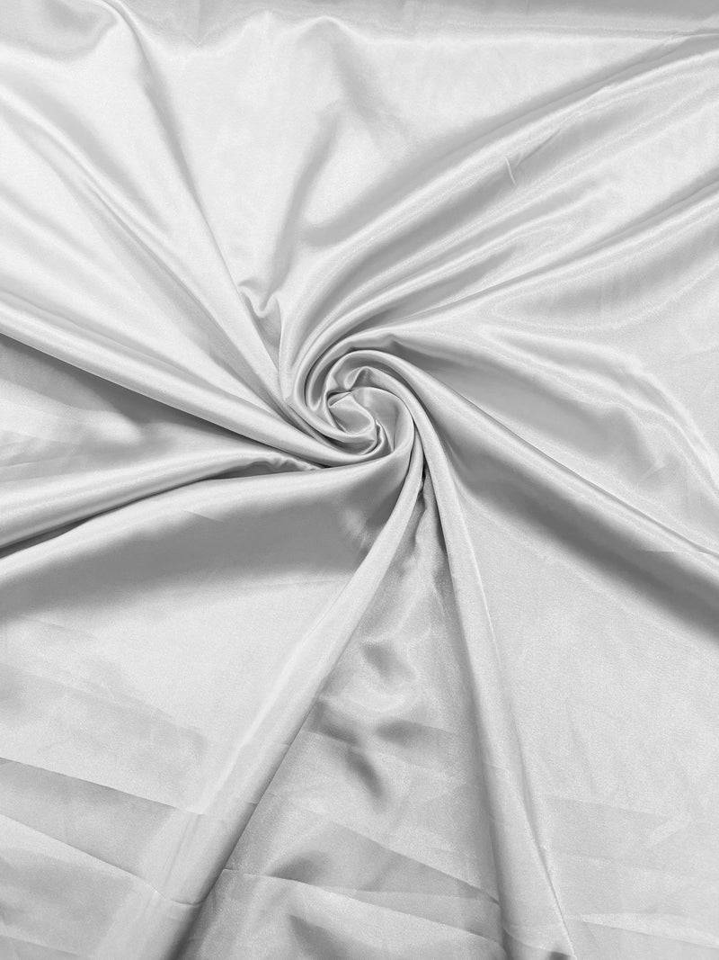 White Stretch Charmeuse Satin Fabric 58" Wide/Light Weight Silky Satin/Sold By The Yard