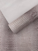 Glossy Two Tone Gator Fake Leather Upholstery, 3D Crocodile Skin Texture Faux Leather PVC Vinyl, 54" Wide