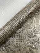 Crocodile Marine Vinyl 2 tone Upholstery, Crocodile Skin Texture Faux Leather PVC Vinyl, 54" Wide.