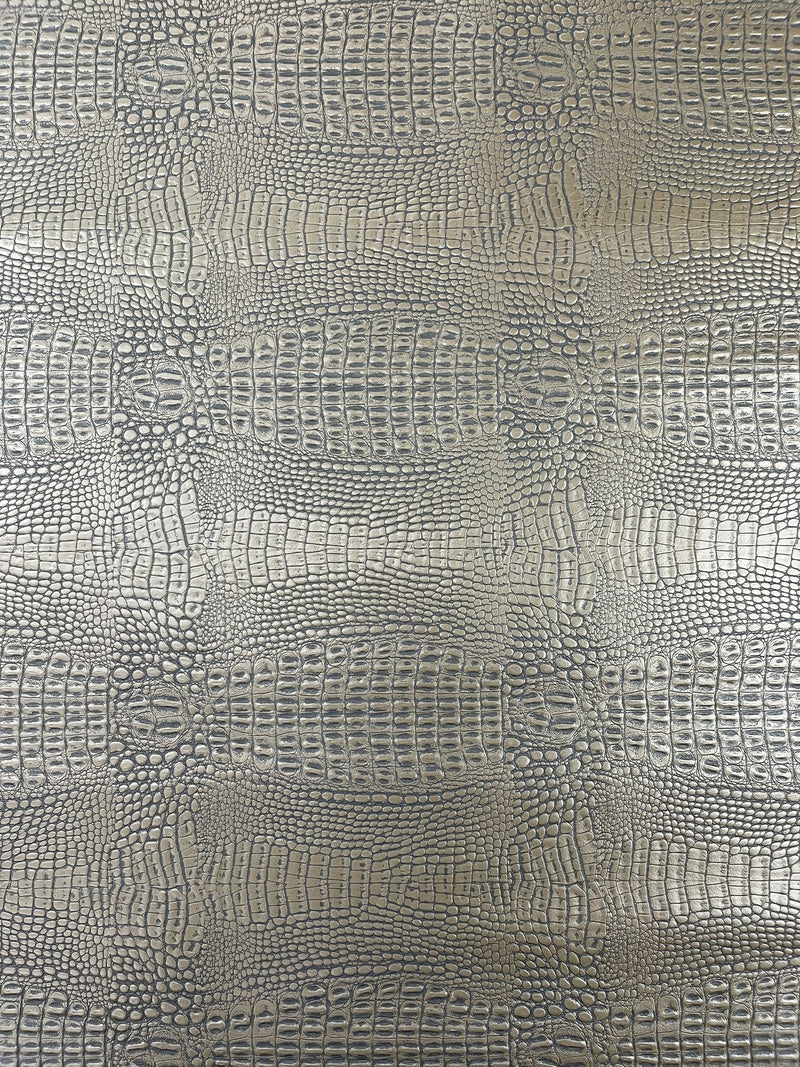 Crocodile Marine Vinyl 2 tone Upholstery, Crocodile Skin Texture Faux Leather PVC Vinyl, 54" Wide.