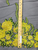 Roses Multi Color Floral Design Embroider On Mesh Lace Fabric (by the yard)