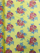 Multi Floral Color Jacquard Satin, Sold by The Yard.