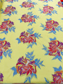 Multi Floral Color Jacquard Satin, Sold by The Yard.