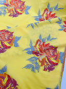 Multi Floral Color Jacquard Satin, Sold by The Yard.