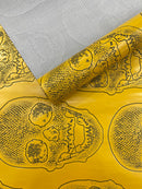 Skull Embossed Fake Leather Upholstery, 3D Faux Leather PVC Vinyl Fabric.