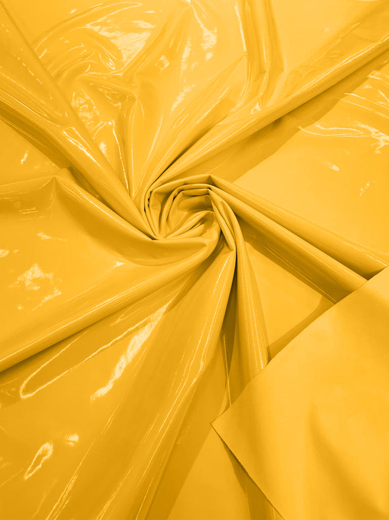 Yellow - Spandex Shiny Vinyl Fabric (Latex Stretch) - Sold By The Yard