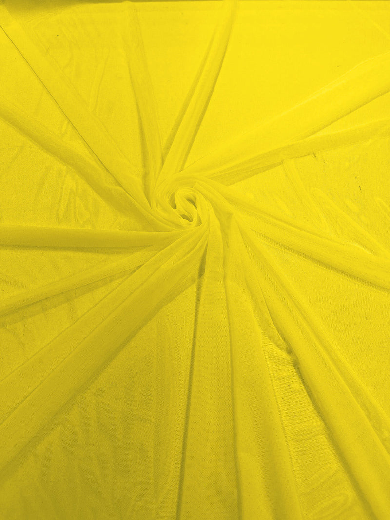 Yellow 60" Wide Solid Stretch Power Mesh Fabric Spandex/ Sheer See-Though/Sold By The Yard.