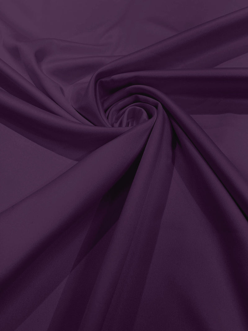 Amethyst Solid Matte Stretch L'Amour Satin Fabric 95% Polyester 5% Spandex, 58" Wide/ By The Yard.