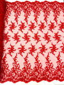 BIG FLORAL DAMASK BEADED MESH LACE FABRIC (By The Yard) - New Creations Fabric & Foam Inc