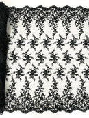 BIG FLORAL DAMASK BEADED MESH LACE FABRIC (By The Yard) - New Creations Fabric & Foam Inc