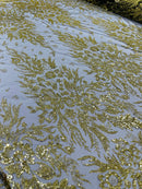 Big Glitter Damask Design On A Mesh Lace Fabric| New Creations Fabric & Foam Inc. - New Creations Fabric & Foam Inc