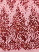 Big Glitter Damask Design On A Mesh Lace Fabric| New Creations Fabric & Foam Inc. - New Creations Fabric & Foam Inc