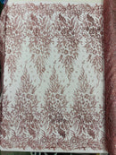 Big Glitter Damask Design On A Mesh Lace Fabric| New Creations Fabric & Foam Inc. - New Creations Fabric & Foam Inc